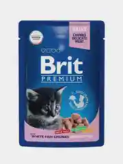 Корм влажный Brit Premium для котят, белая рыба в соусе, 85 г *14шт