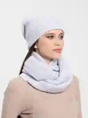 Конфетный шапка со снудом/ Шапка зимняя/ Комплект зимний/ Шапка женская