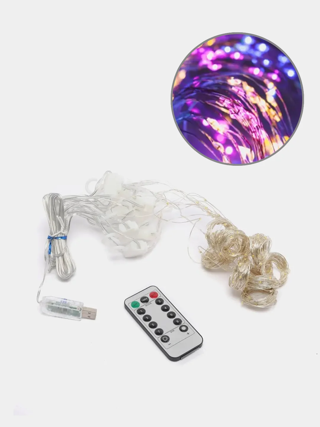 Индиго гирлянда штора-занавес с пультом, 3 х 2м, 3 х 3м от USB300 LED регулировка яркости 8 режимов