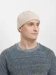 Бежевый шапка бини вязаная, демисезонная, унисекс