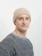 Бежевый шапка мужская утепленная, шапка бини