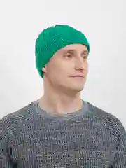 Лайм шапка бини вязаная, демисезонная, унисекс