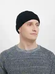 Черный шапка бини вязаная, демисезонная, унисекс