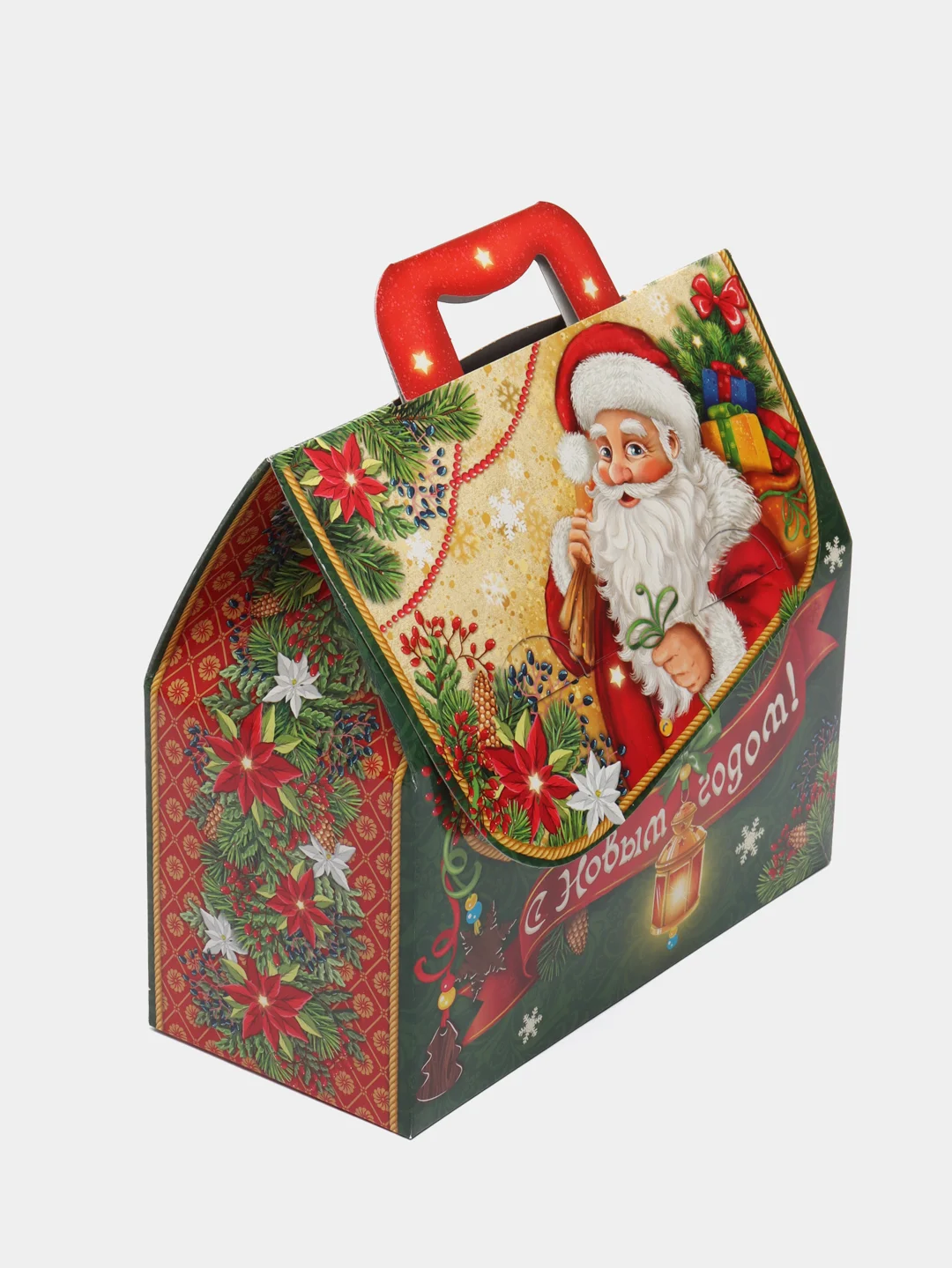 Алый коробка складная, для конфет, новогодняя, подарочная