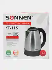 Чайник SONNEN KT-115, 1,5л, 1500Вт, закрытый нагрев.элемент, нержавеющая сталь, 452925