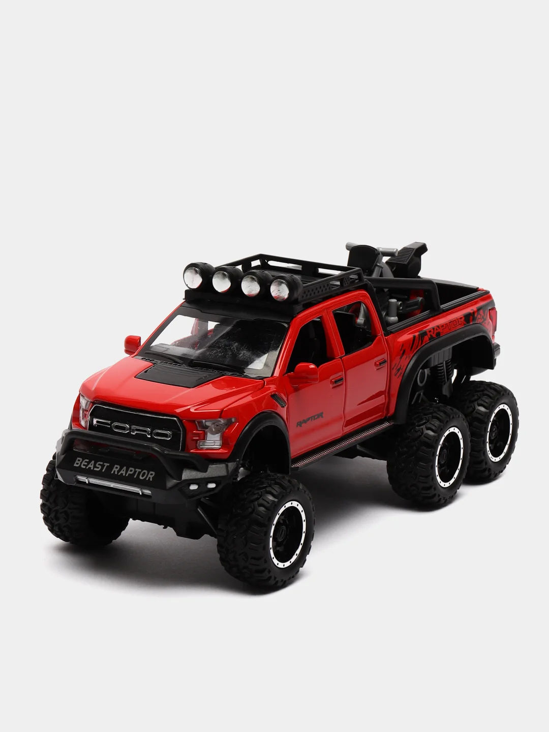 Красный машина металлическая полиция Форд Раптор (Ford Raptor), инерционная, с озвучкой, 21 см