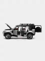 Серый металлик машина большая свет звук металлическая Land Rover Defender, инерционная с озвучкой, 20 см