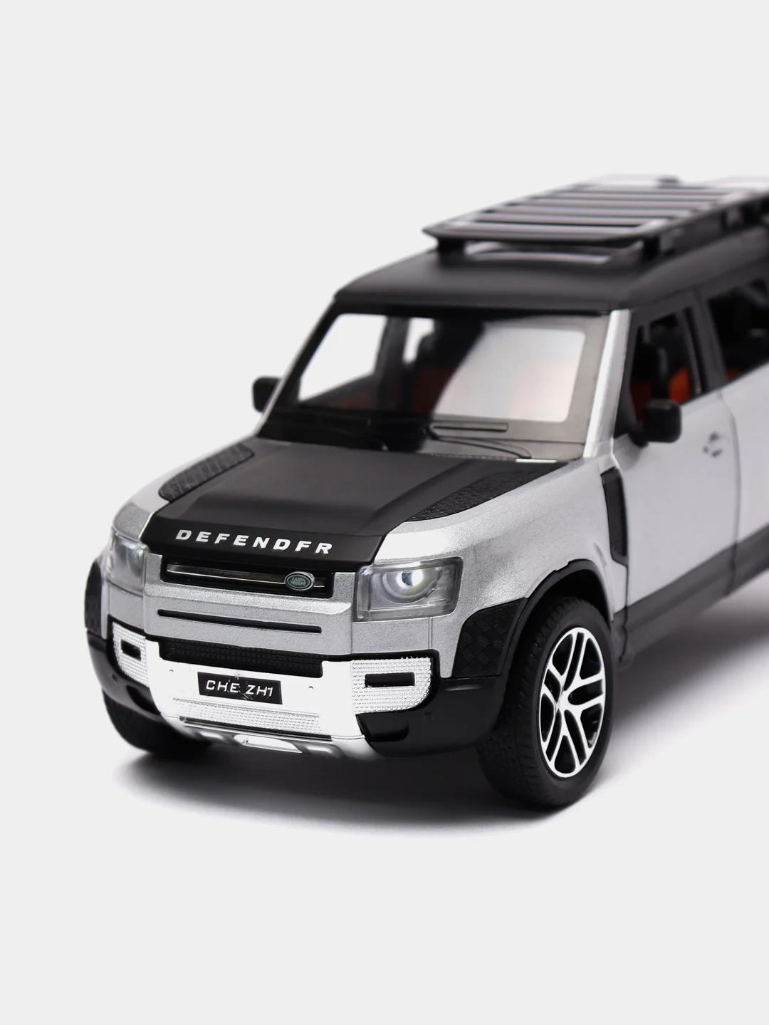 Серый металлик машина большая свет звук металлическая Land Rover Defender, инерционная с озвучкой, 20 см
