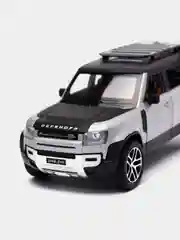 Серый металлик машина большая свет звук металлическая Land Rover Defender, инерционная с озвучкой, 20 см