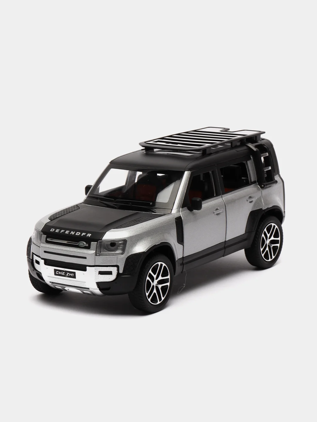 Серый металлик машина большая свет звук металлическая Land Rover Defender, инерционная с озвучкой, 20 см