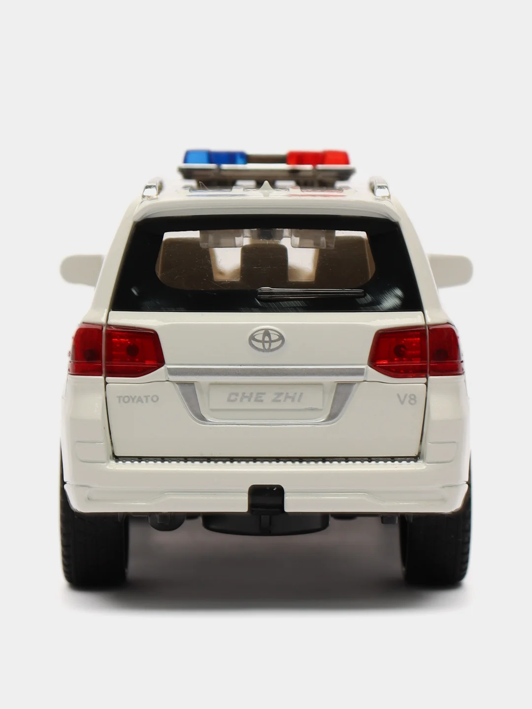 Белый машина металлическая Toyota Land Cruiser полиция, инерционная, с озвучкой, 20 см