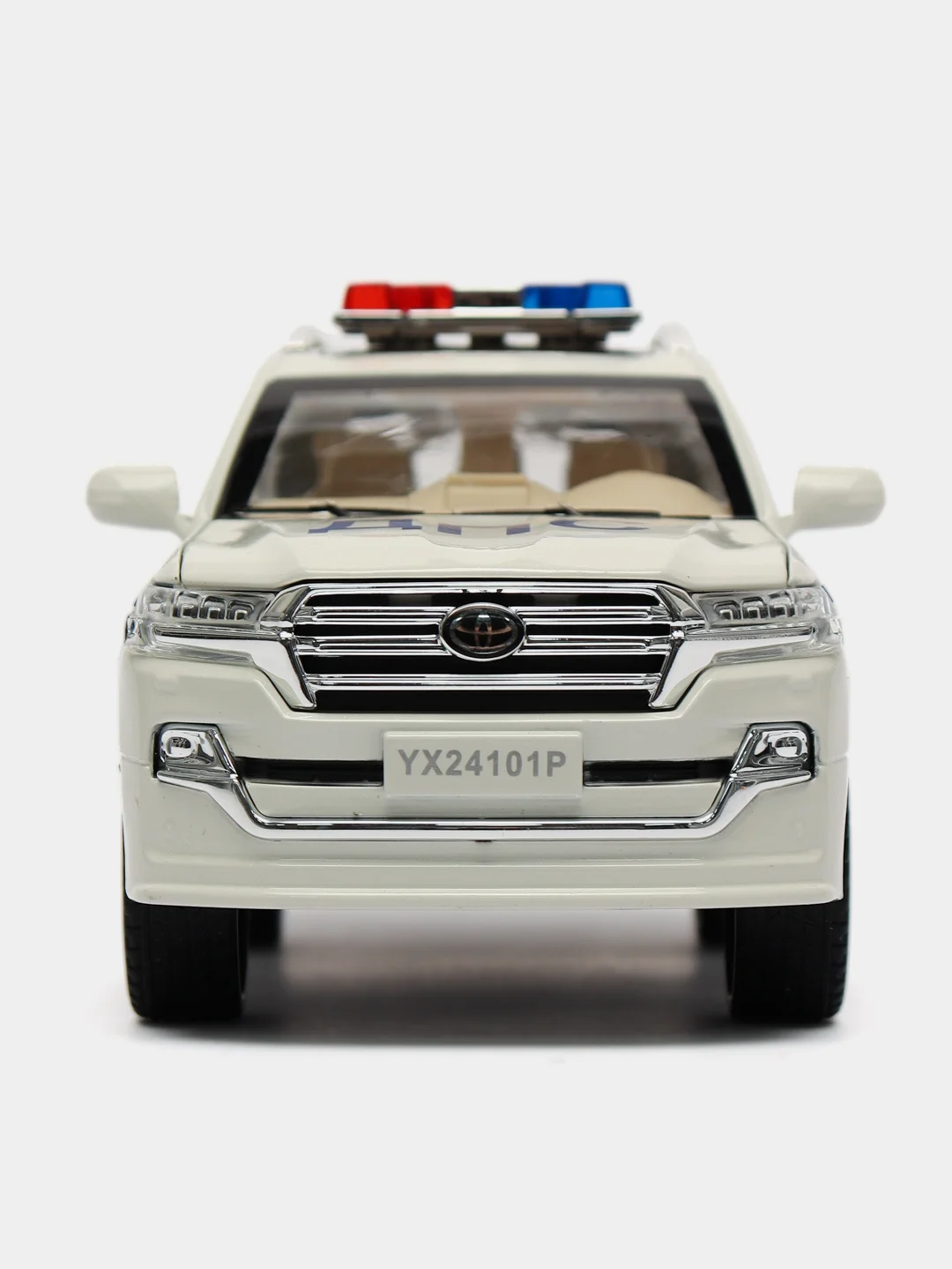 Белый машина металлическая Toyota Land Cruiser полиция, инерционная, с озвучкой, 20 см