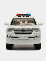Белый машина металлическая Toyota Land Cruiser полиция, инерционная, с озвучкой, 20 см