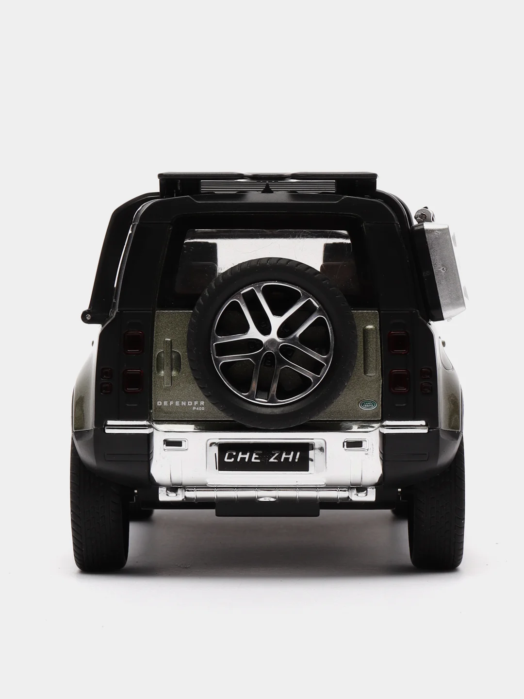 Зелёный хаки машина большая свет звук металлическая Land Rover Defender, инерционная с озвучкой, 20 см