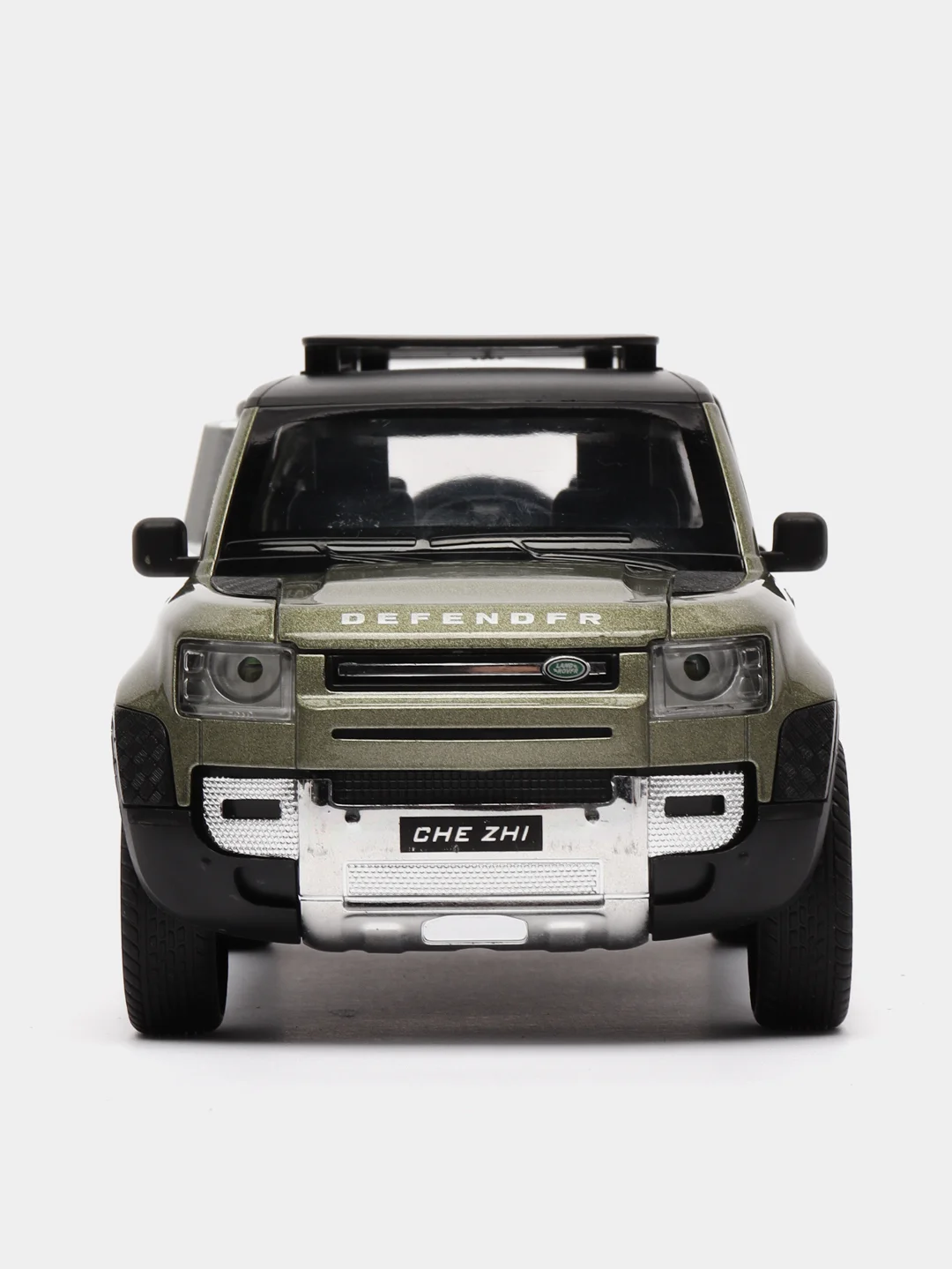 Зелёный хаки машина большая свет звук металлическая Land Rover Defender, инерционная с озвучкой, 20 см