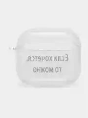 Голубой чехол для наушников Apple AirPods 3 силиконовый прозрачный принт Nike / Найк
