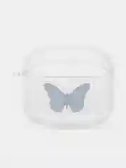Синий чехол для наушников Apple AirPods 3 силиконовый прозрачный принт Nike / Найк