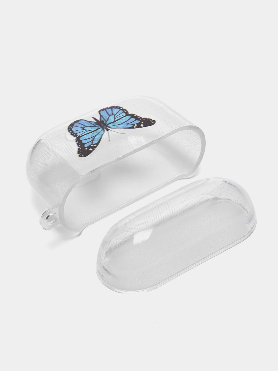 Синий чехол для наушников Apple AirPods 3 силиконовый прозрачный принт Nike / Найк