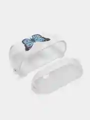 Синий чехол для наушников Apple AirPods 3 силиконовый прозрачный принт Nike / Найк
