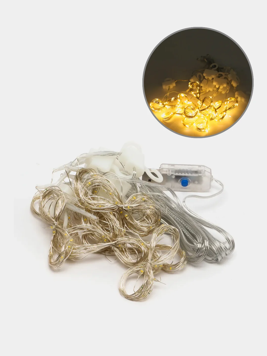 Желтый гирлянда штора занавес с крючками USB 2,4 метра