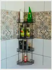 Полка угловая 4 яруса для ванной комнаты кухни дачи этажерка органайзер металлическая