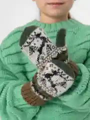 Зелёный хаки варежки детские шерстяные для мальчиков и девочек