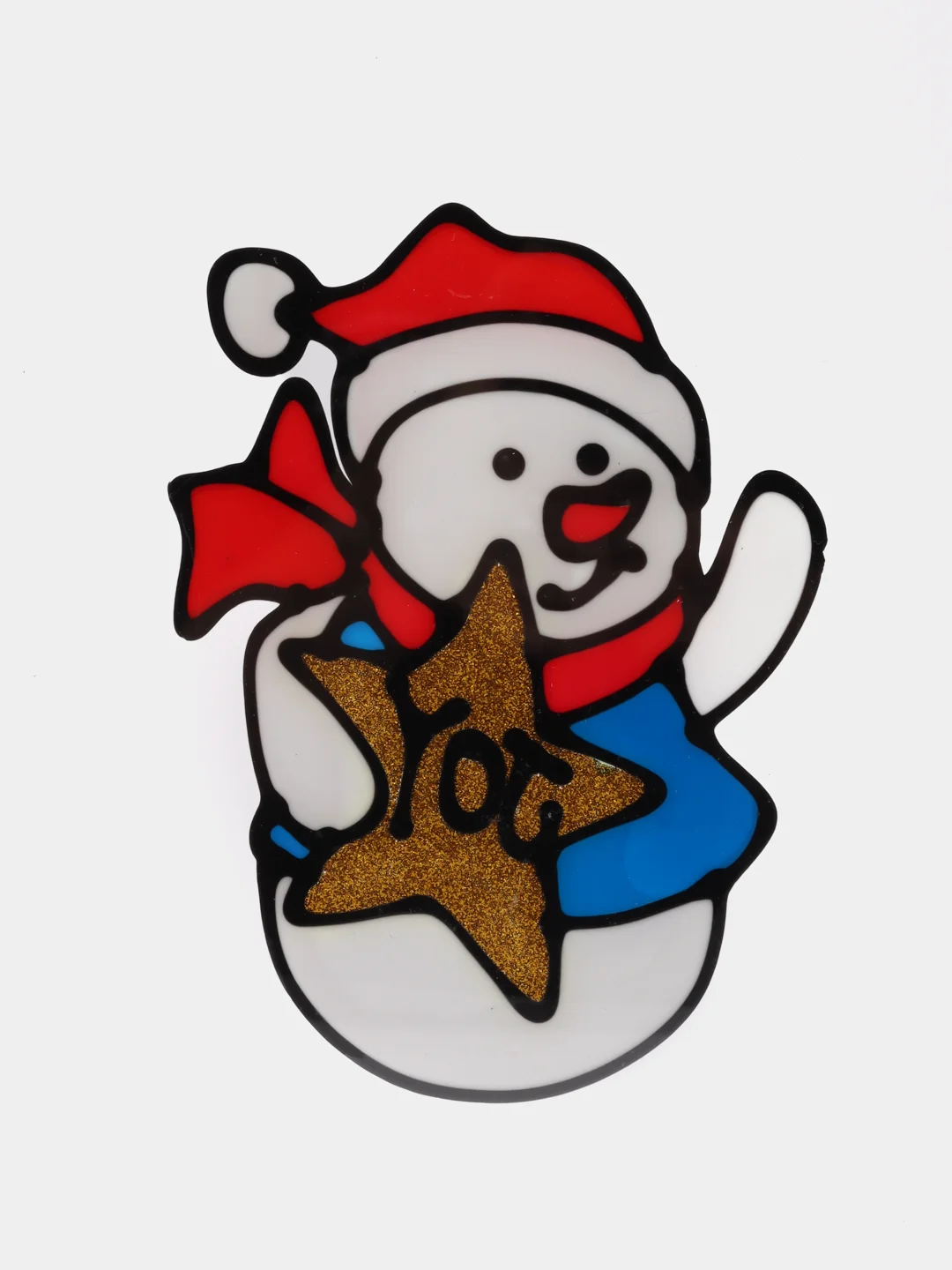 Алый наклейка на окно новогодняя, силиконовая
