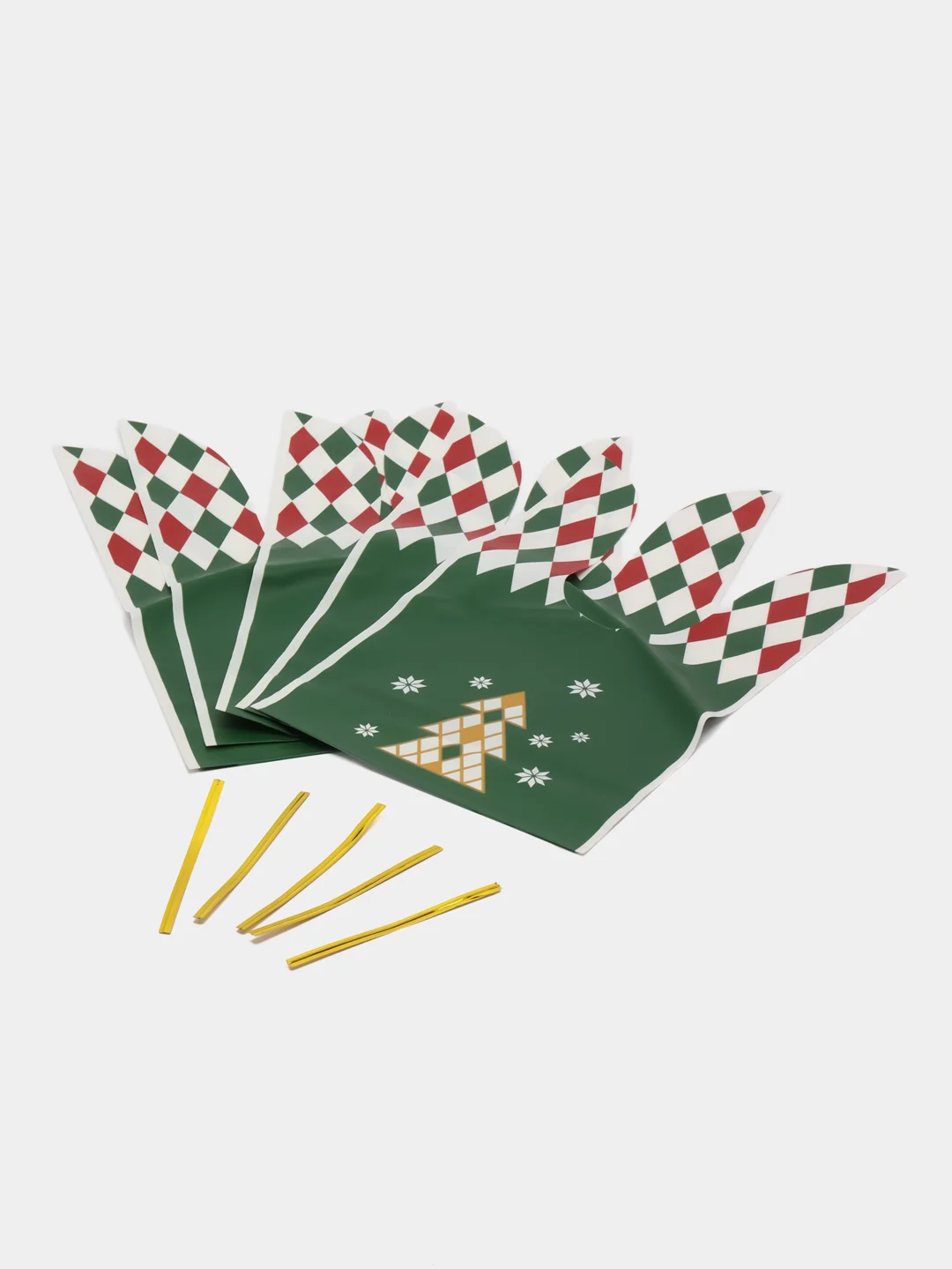 Бирюзовый набор подарочных пакетов на Новый год "Снеговики", с ушками, 13 х 23 см
