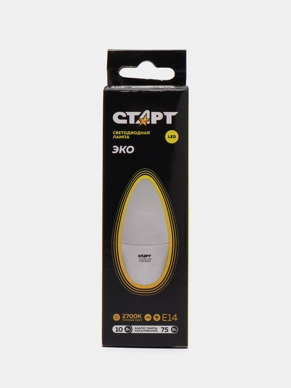 Светодиодная лампа Старт LED цоколь E27 и E14 форма свеча 10W лампочка 3К 4К 6К