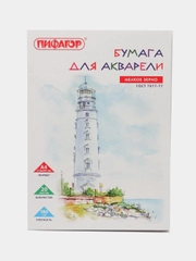 Папка для акварели А4, 20л., 180 г/м2, индивидуальная упаковка, ПИФАГОР, 114300
