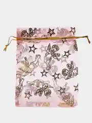 Розовый мешочки подарочные новогодние "Снежинки", 10 х 12 см