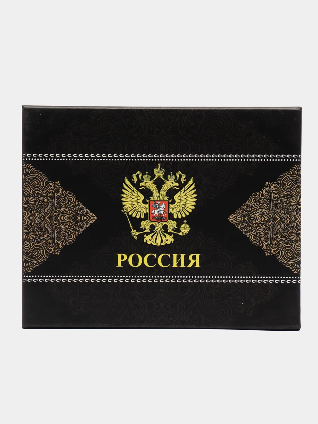 Тёмно-коричневый подарочный набор, мужской: фляга с рюмками