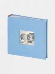 Фотоальбом BRAUBERG "Cute Baby" на 200 фото 10*15 см, под кожу, бумажные стр., бокс, синий
