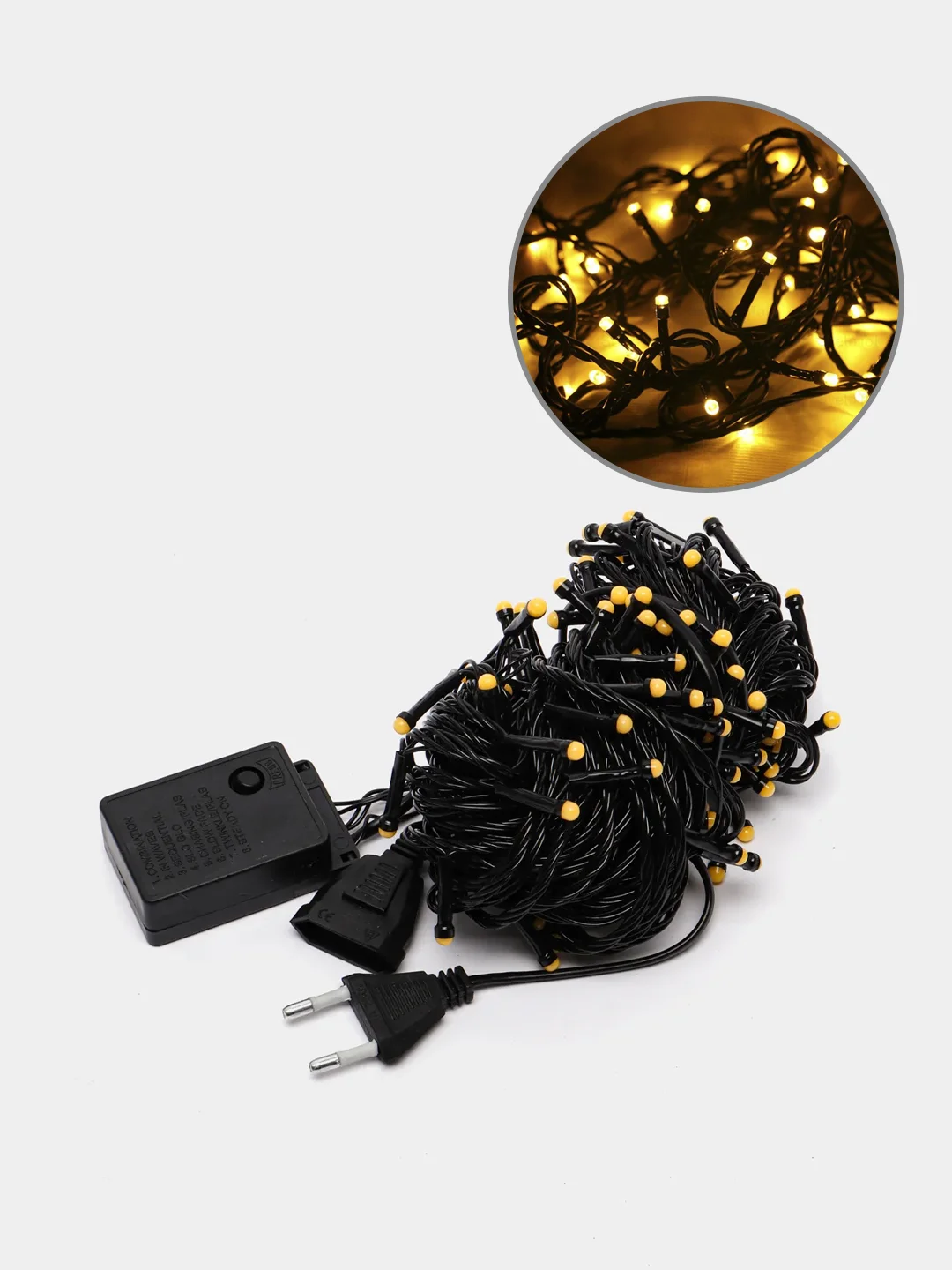 Желтый уличная гирлянда-нить, LED, на черном проводе, 15 м