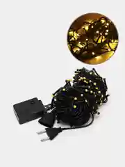 Желтый уличная гирлянда-нить, LED, на черном проводе, 15 м