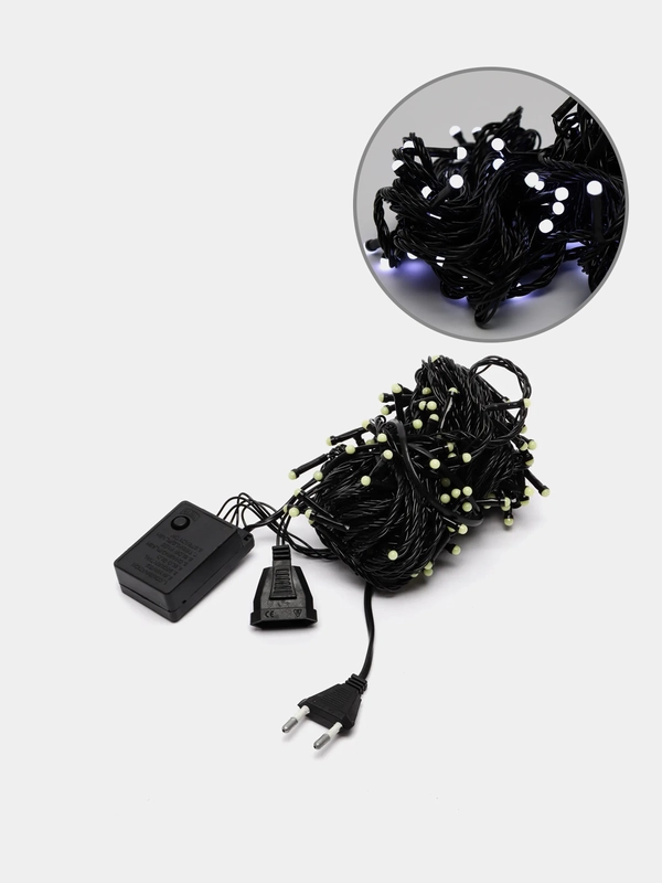 Уличная гирлянда-нить, LED, на черном проводе, 15 м