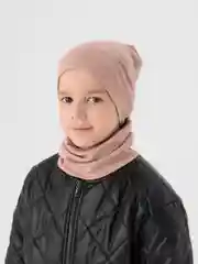 Пудровый комплект: шапка и снуд