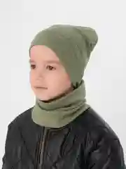 Зелёный хаки комплект: шапка и снуд