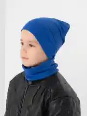 Синий комплект: шапка и снуд