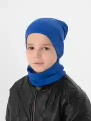Синий комплект: шапка и снуд
