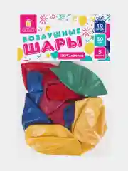 Шары воздушные "Золотая сказка", 12"(30см), комплект 10 шт., металлик, ассорти 5 цв., пакет