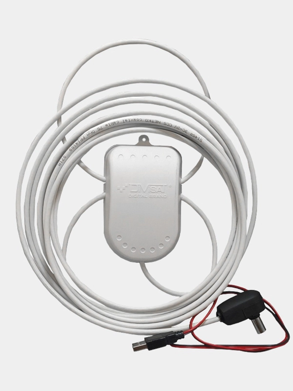 Антенна для цифрового ТВ, активная, с усилителем, комнатная на присосках, с USB инжектором