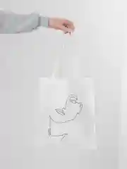 Бежевый сумка-шоппер с принтом, тканевая