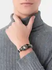 Серебряный кожаный браслет, унисекс, браслет на руку
