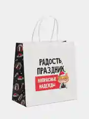 Багровый пакет подарочный Новый год, 22 х 22 х 11 см, 17 видов