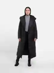 Черный пуховик женский зимний длинный