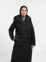Черный пуховик женский зимний длинный