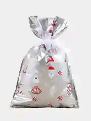 Серый металлик мешок пакет подарочный 3 шт/ 10 шт Новый год/Рождество