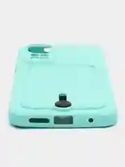 Бирюзовый чехол Xiaomi Redmi Note 11 4G, Redmi Note 11S  Редми Нот 11 / Нот 11С с карманом для карты
