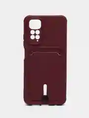 Бордовый чехол Xiaomi Redmi Note 11 4G, Redmi Note 11S  Редми Нот 11 / Нот 11С с карманом для карты